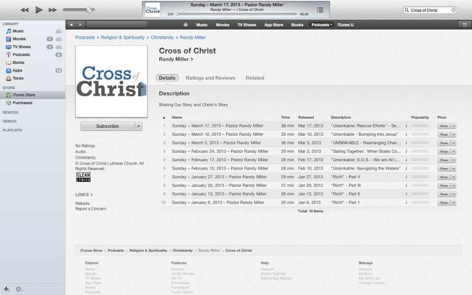Cross of Christ Podcast in iTunes 2